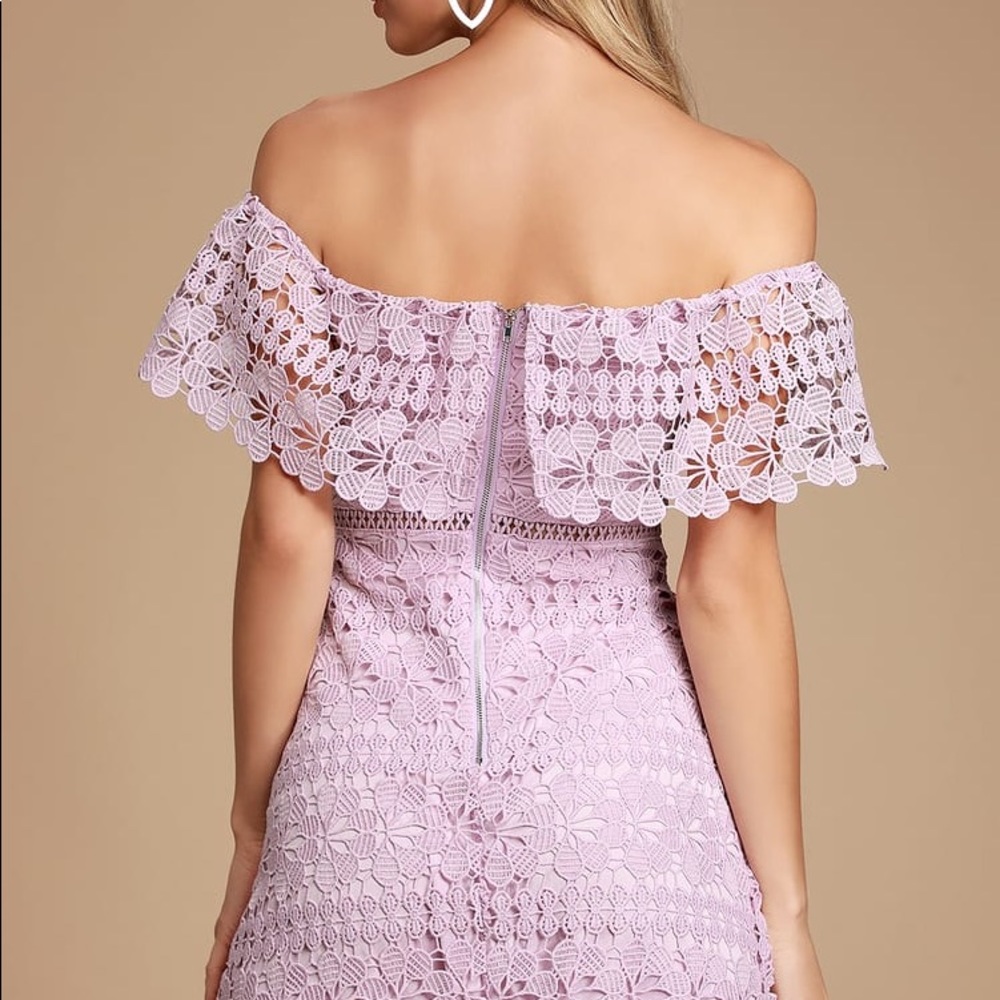 Lulu Lavender Lace off the Shoulder Dress - Picture 2 of 2